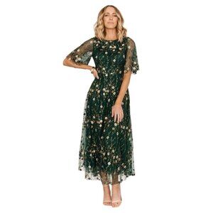 NWT Baltic Born Arabella Embroidered Tulle Dress Green Floral Wedding Large